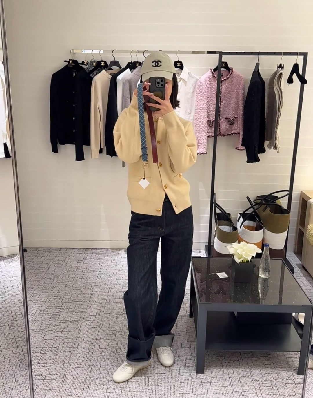 シャネル ウールカシミヤ クルーネック ニットカーディガン イエロー CS336841028CHANEL 詳細画像 1