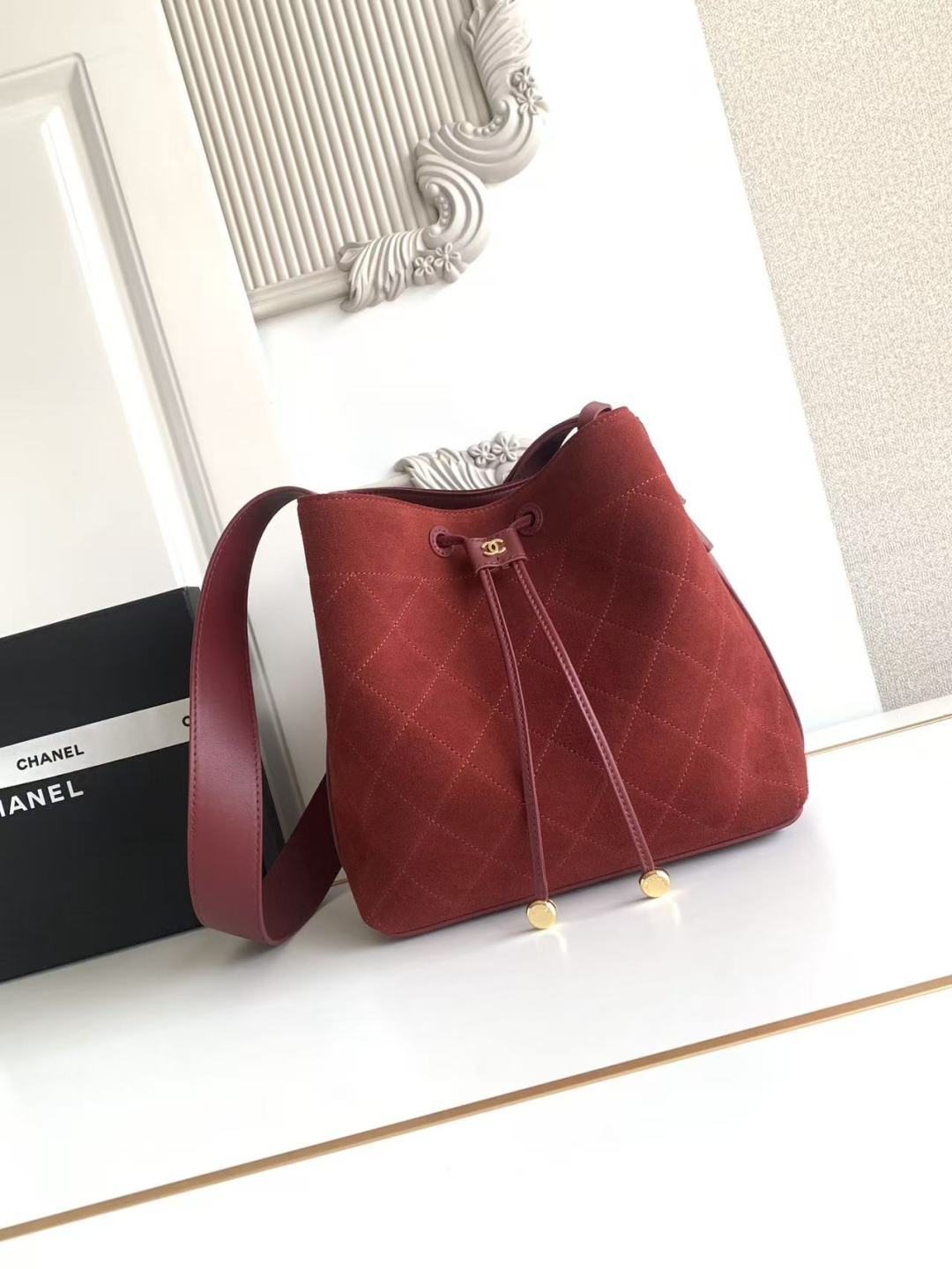 シャネル ラージ バケットバッグ ワインレッド AS6584 詳細画像 2