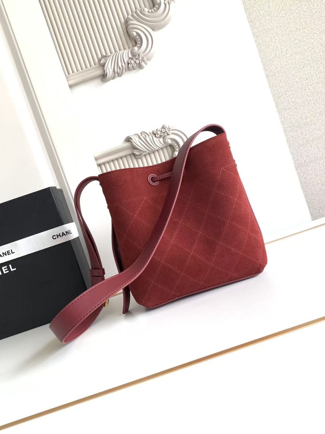 シャネル 26B スモール バケットショルダーバッグ ワインレッド 詳細画像 3