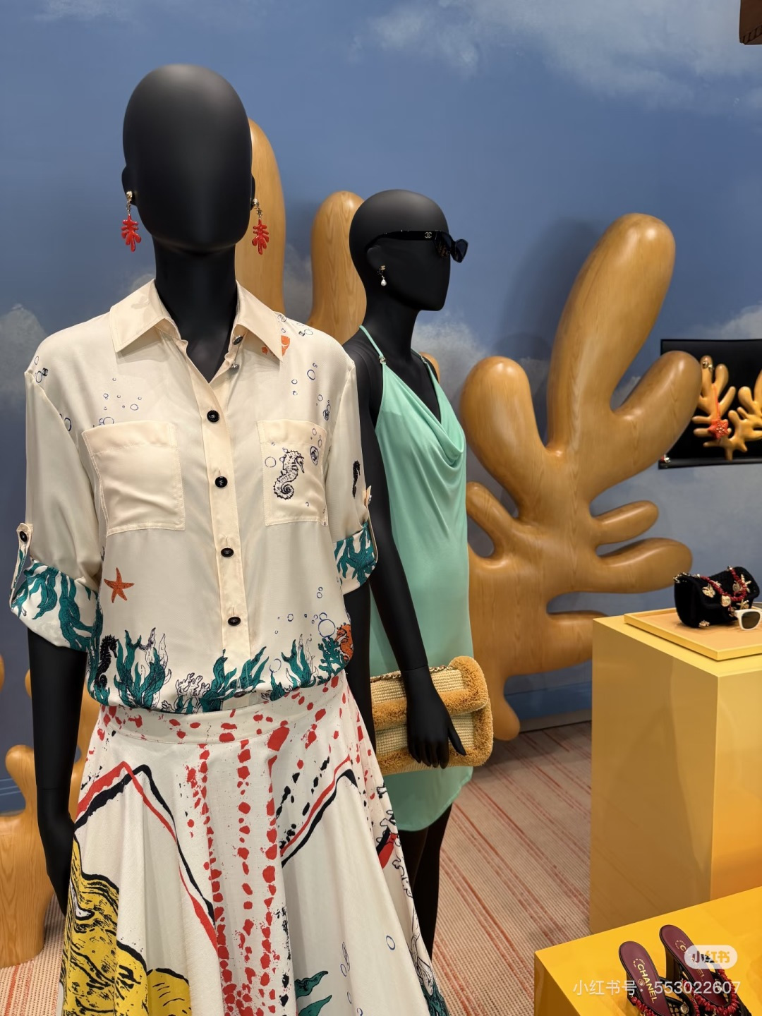 シャネル Coco Beach オーシャンプリント シルクシャツ ホワイト 詳細画像 3