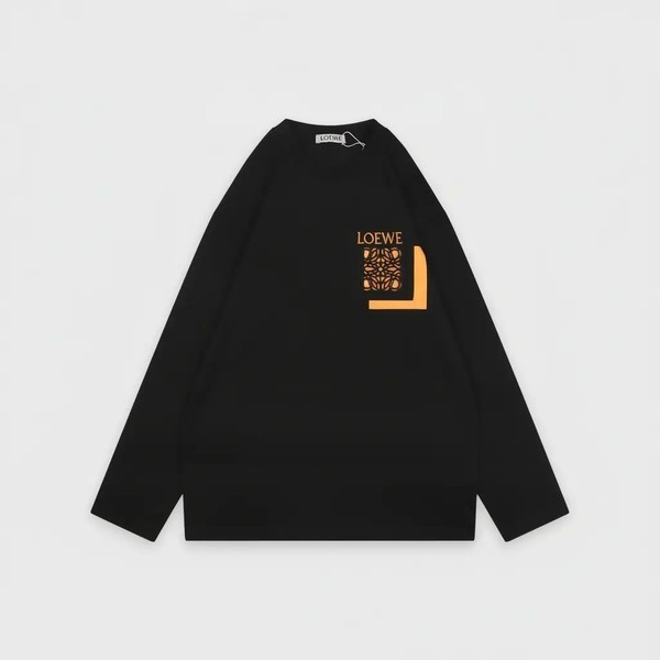ロエベ フレームロゴ刺繍 長袖Tシャツ ブラック