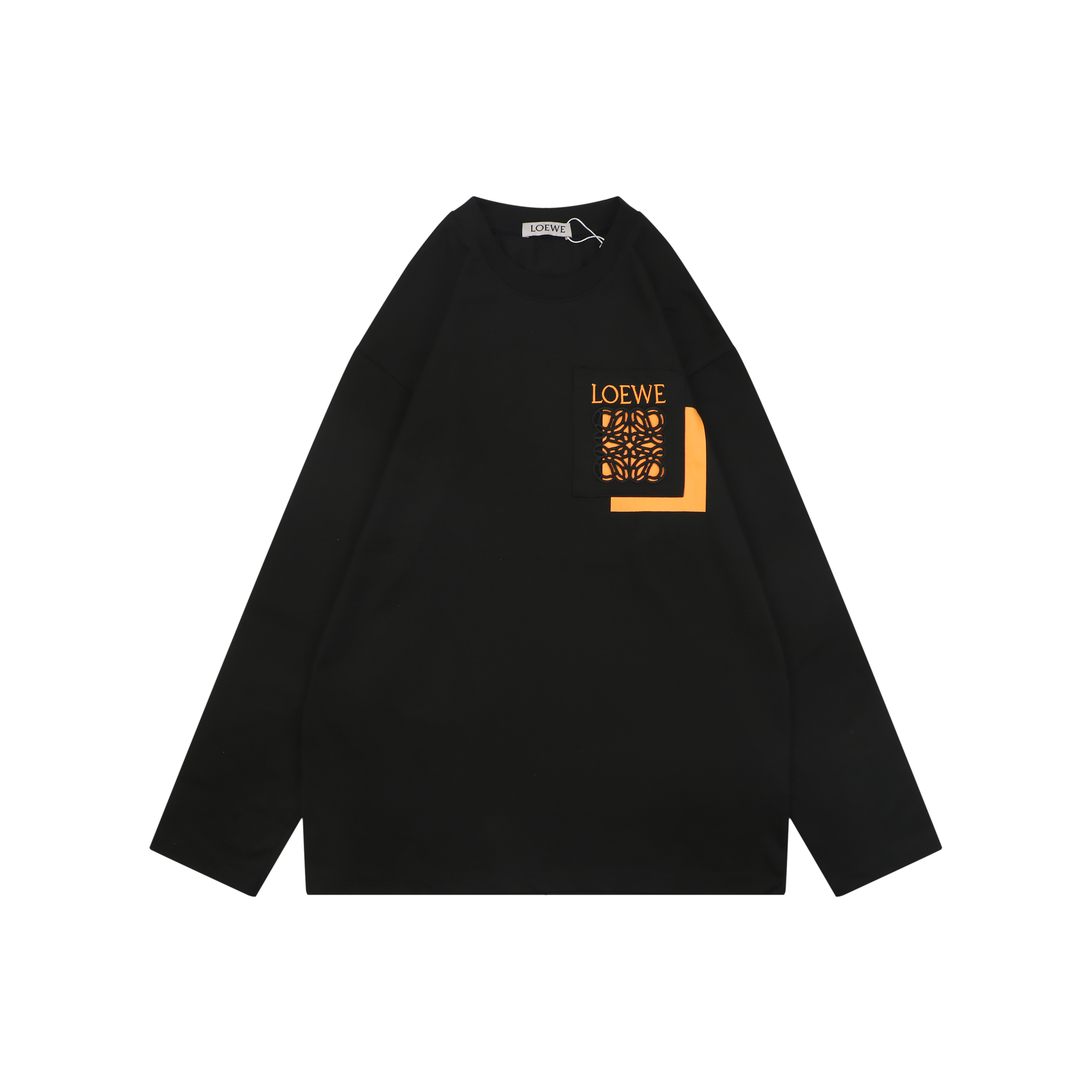 ロエベ フレームロゴ刺繍 長袖Tシャツ ブラック 詳細画像 1