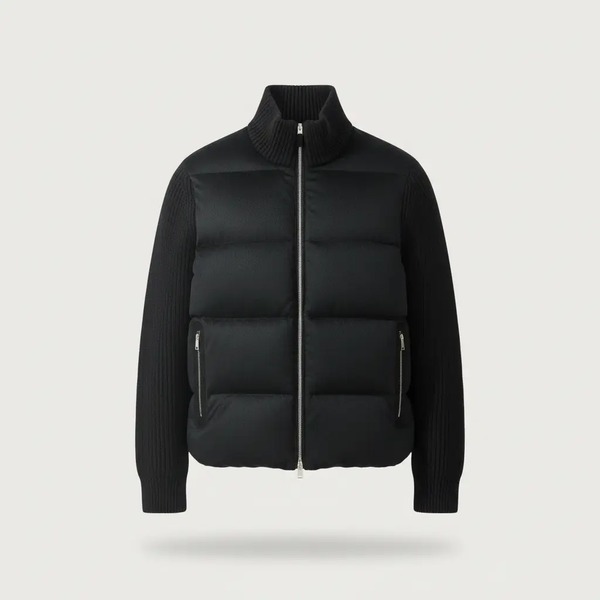 ゼニア Oasi Cashmere フルジップ ショートジャケット ブラック
