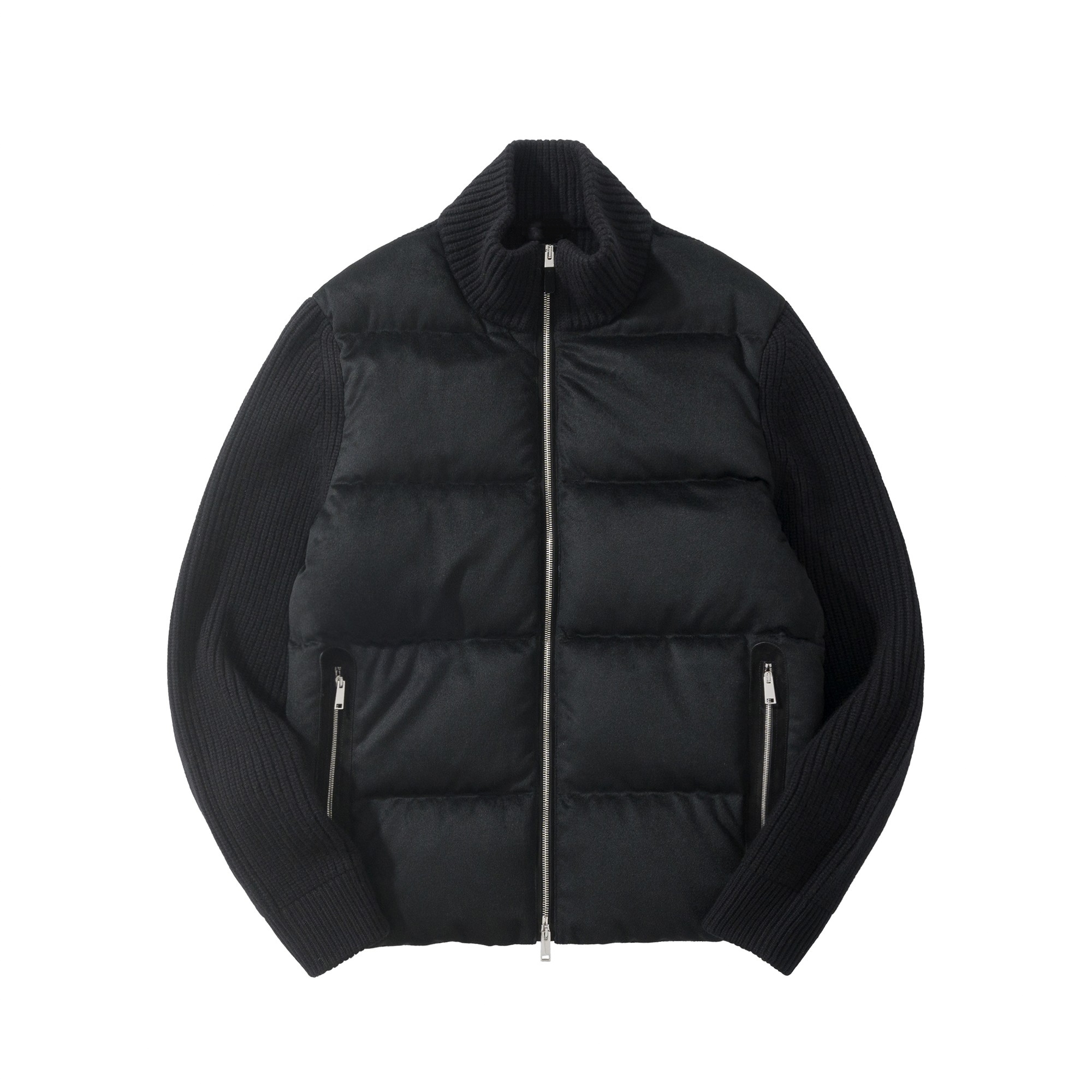 ゼニア Oasi Cashmere フルジップ ショートジャケット ブラック 詳細画像 1