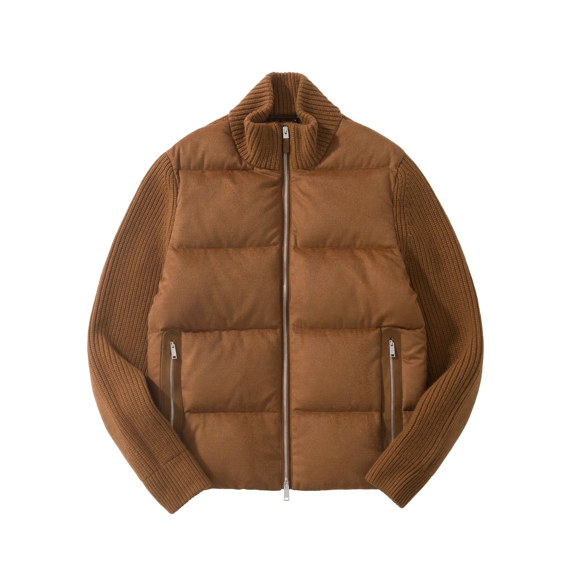 ゼニア Oasi Cashmere フルジップ ショートダウンジャケット ダークリーフ 詳細画像 1