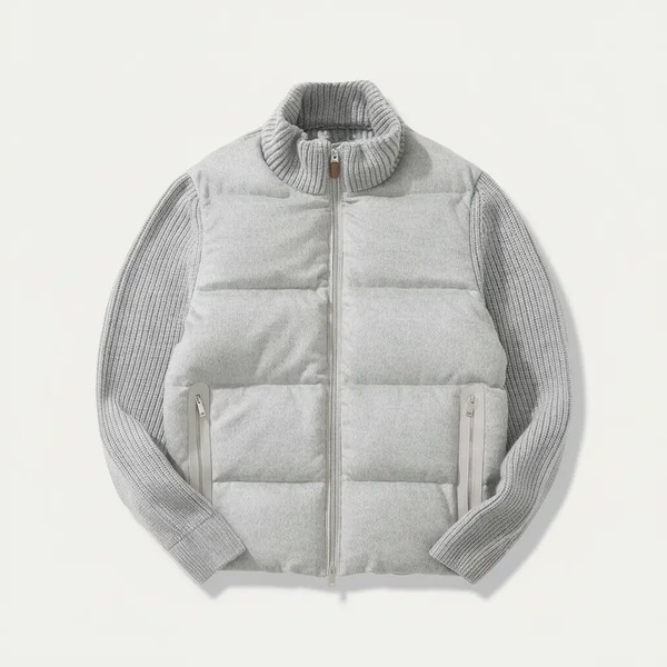 ゼニア Oasi Cashmere フルジップ ショートキルティングジャケット ディープリーフ