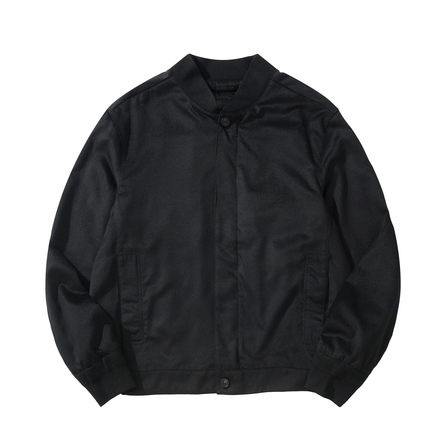 ゼニア Oasi Cashmere Elements ウールブレンド フライトジャケット ブラック 詳細画像 1