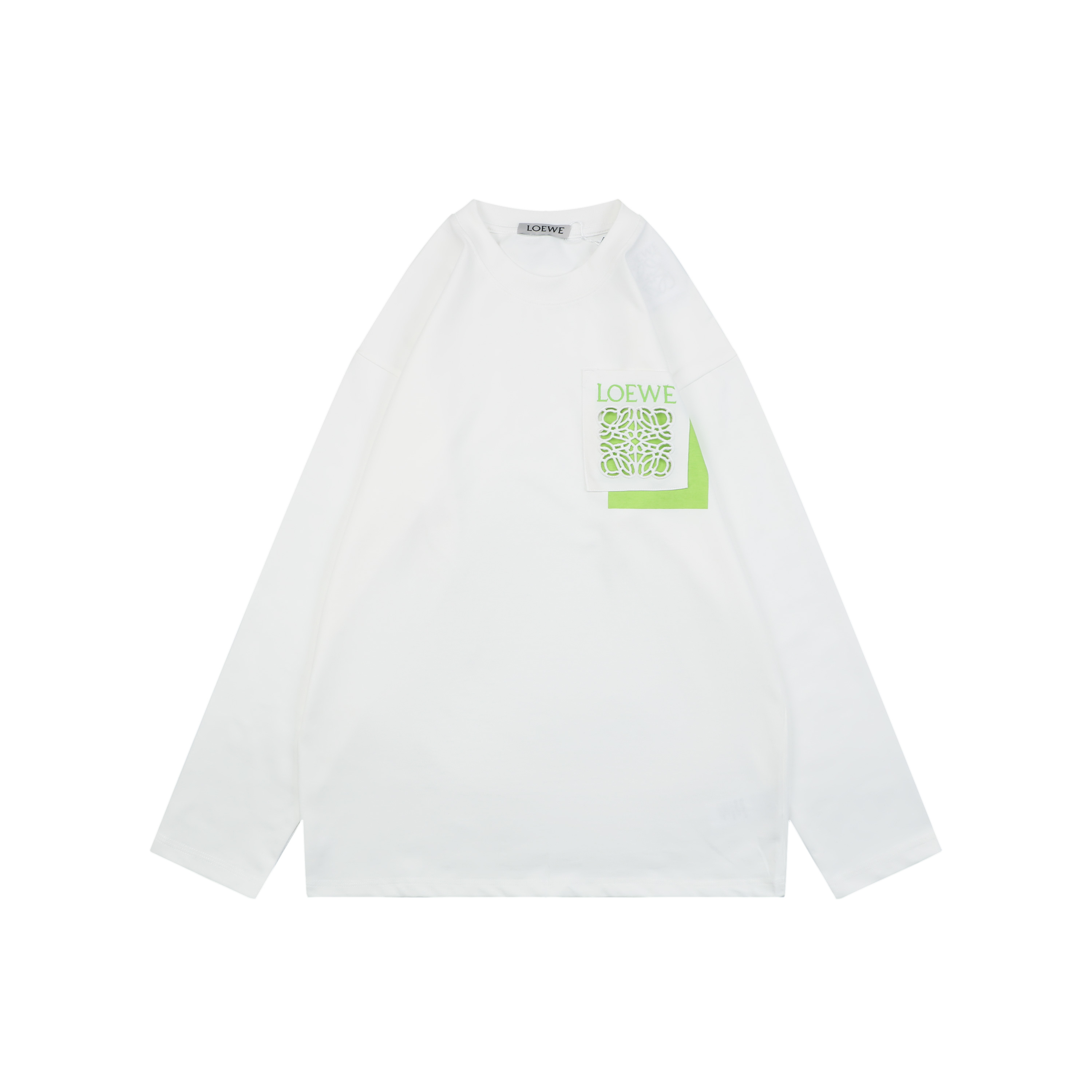 ロエベ フレームロゴ刺繍 長袖Tシャツ ホワイト 詳細画像 1