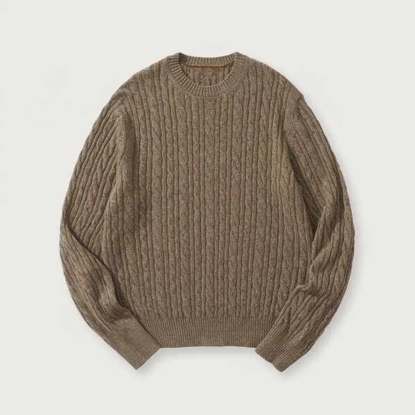 ロロ・ピアーナ カシミヤ ケーブルニット クルーネックセーター ベリーワインミックス