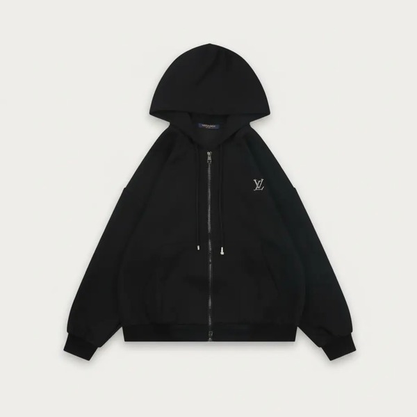メタルロゴ ジップフーデッドジャケット ブラック