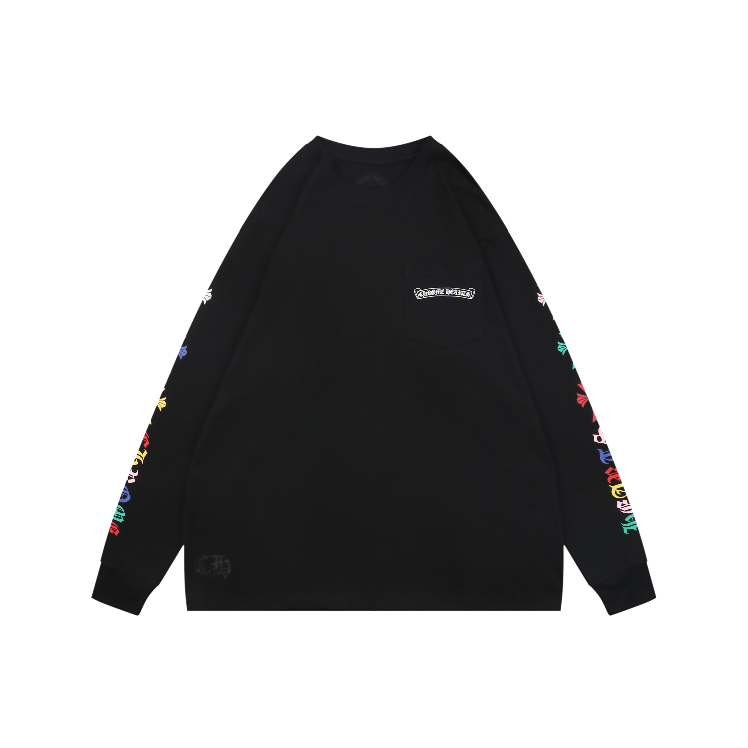 クロムハーツ 梵字スクロール カラークロスプリント ロングスリーブTシャツ ブラック 詳細画像 1
