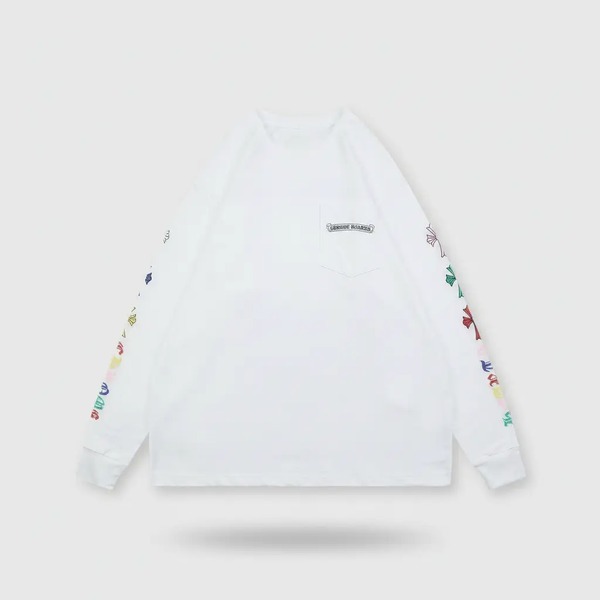 クロムハーツ カラフルクロスプリント ロングスリーブTシャツ ホワイト