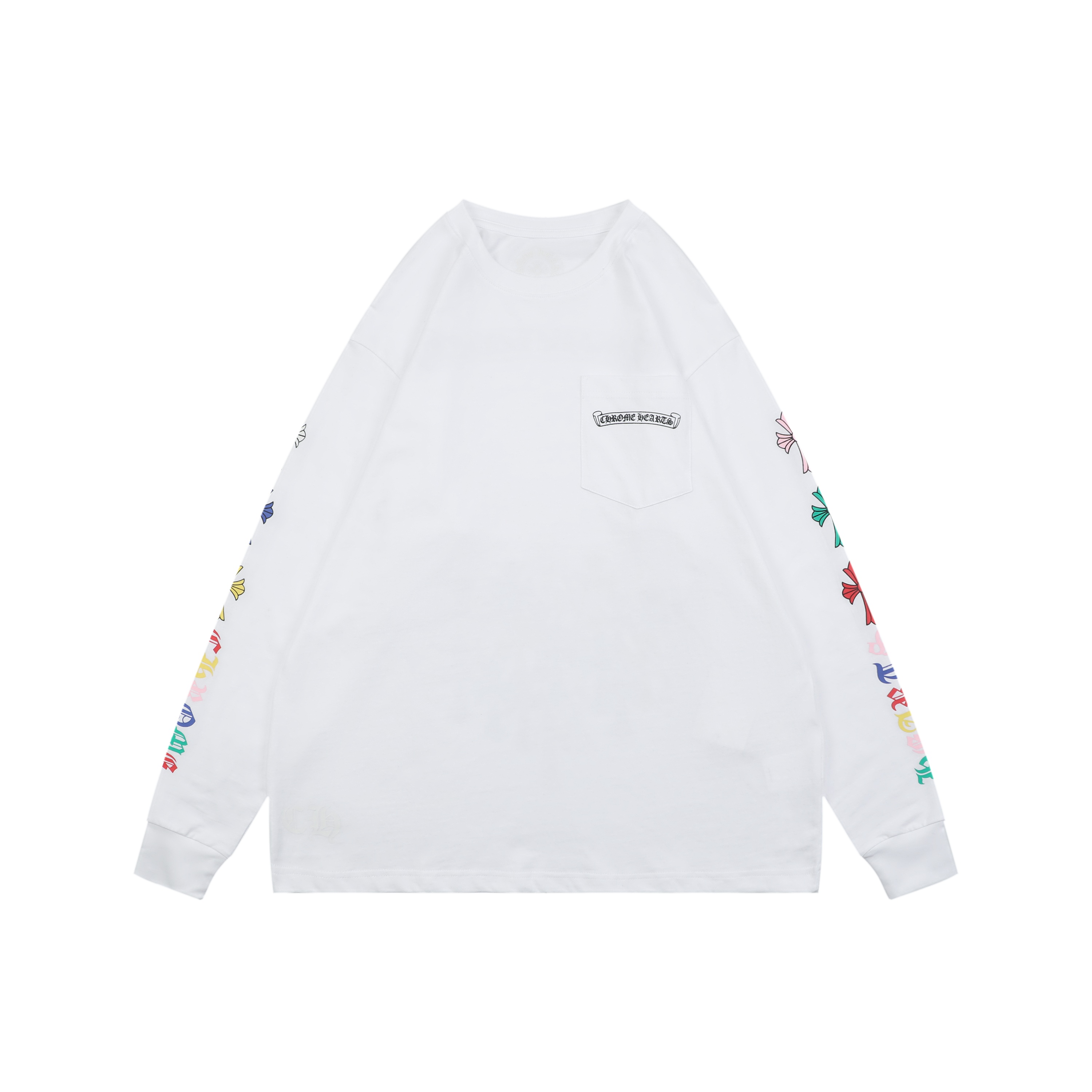 クロムハーツ カラフルクロスプリント ロングスリーブTシャツ ホワイト 詳細画像 1