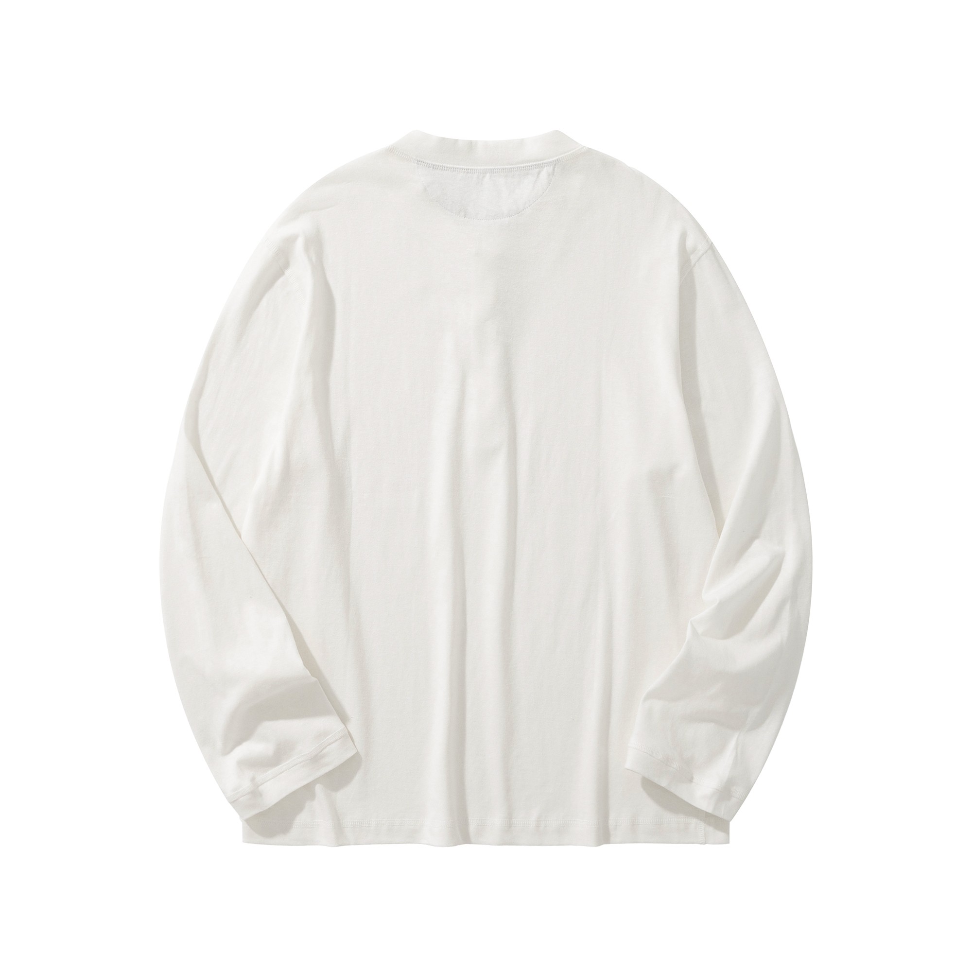 ブルネロ クチネリ ヘンリーネック 麻混コットン ロングスリーブTシャツ ホワイト 詳細画像 2