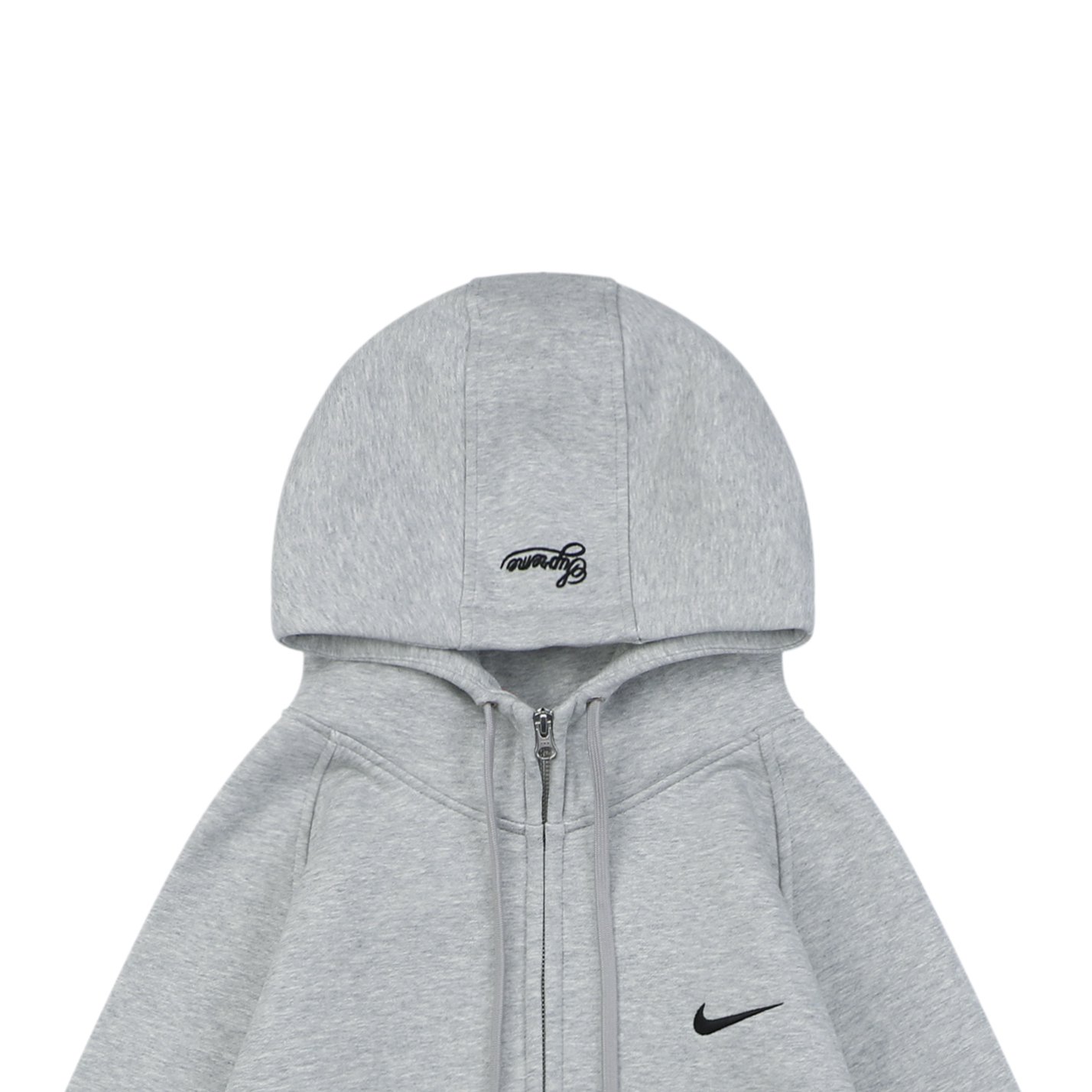 シュプリーム Nike スウッシュ刺繍 ジップアップパーカー グレー 詳細画像 3