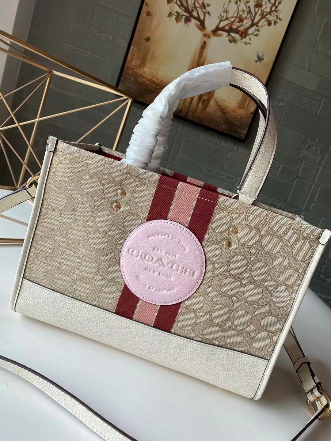 コーチ Field Tote 30 レッドウッド カラーブロック 詳細画像 3