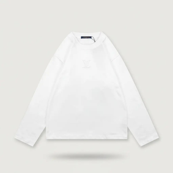ルイ・ヴィトン エンボスロゴ ロングスリーブTシャツ ホワイト
