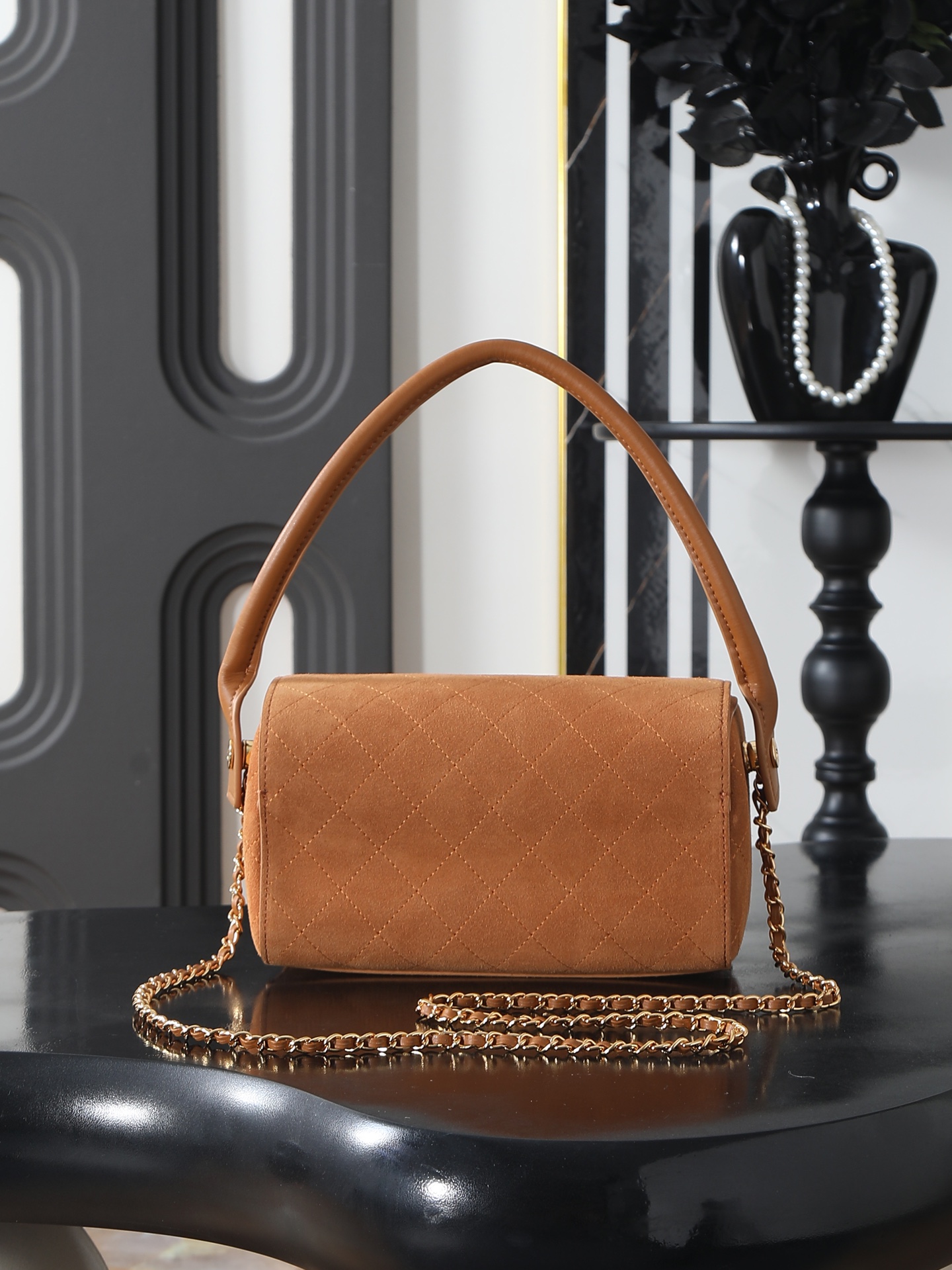 シャネル 26A チェーン フラップ トップハンドルバッグ ブラウン 詳細画像 2