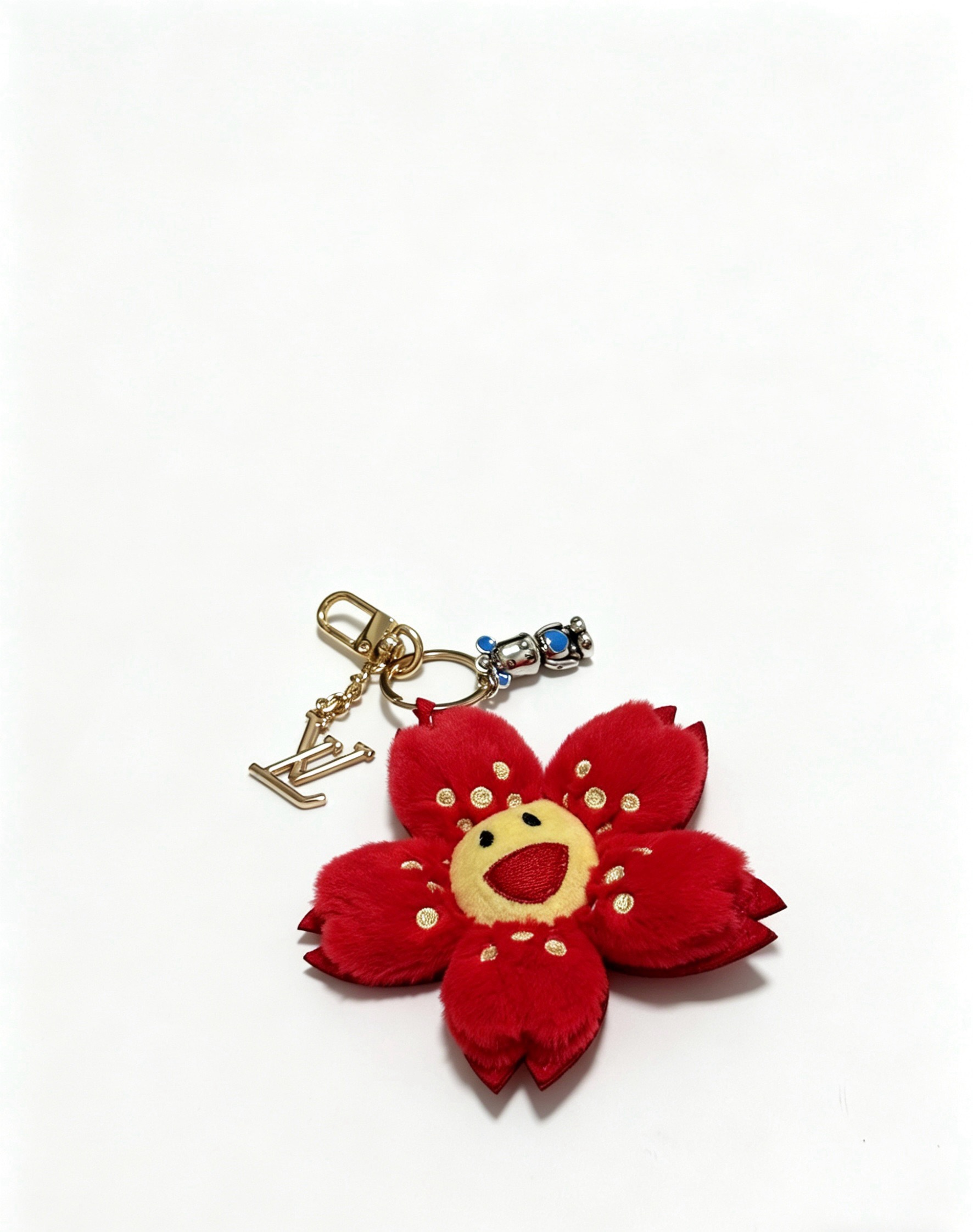 ルイ・ヴィトン Anger Forest フラワー バッグチャーム キーホルダー レッド 詳細画像 2
