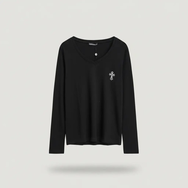 クロムハーツ クロスロゴプリント スリムフィット 長袖インナーTシャツ ブラック H651220