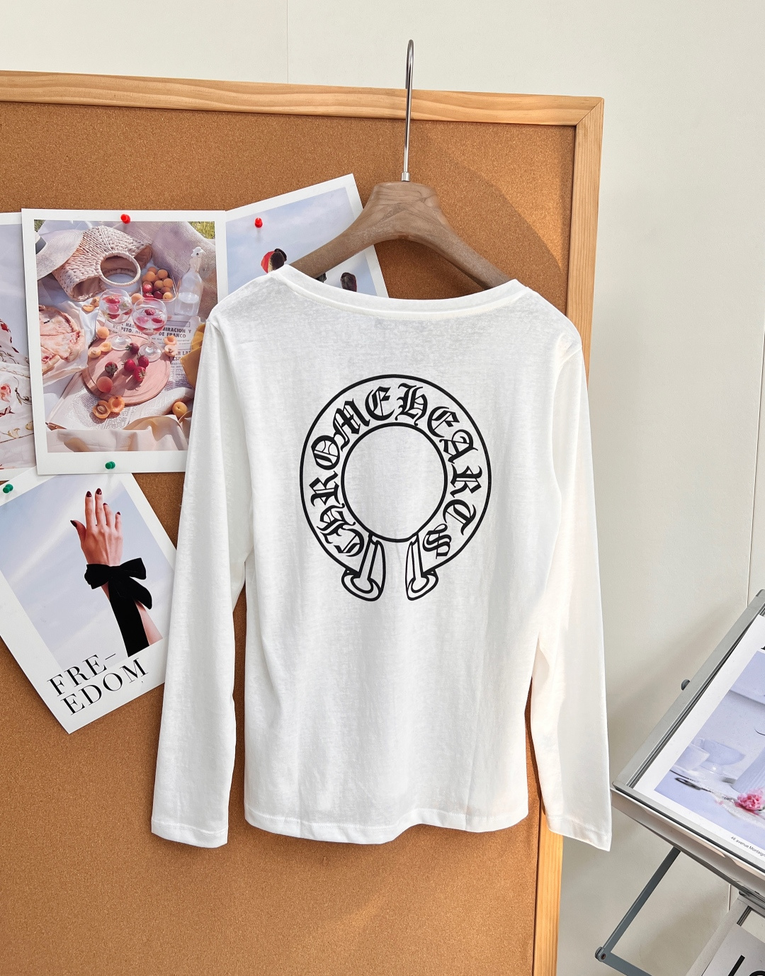 クロムハーツ クロスプリント スリム長袖インナーTシャツ ホワイト H651220 詳細画像 2