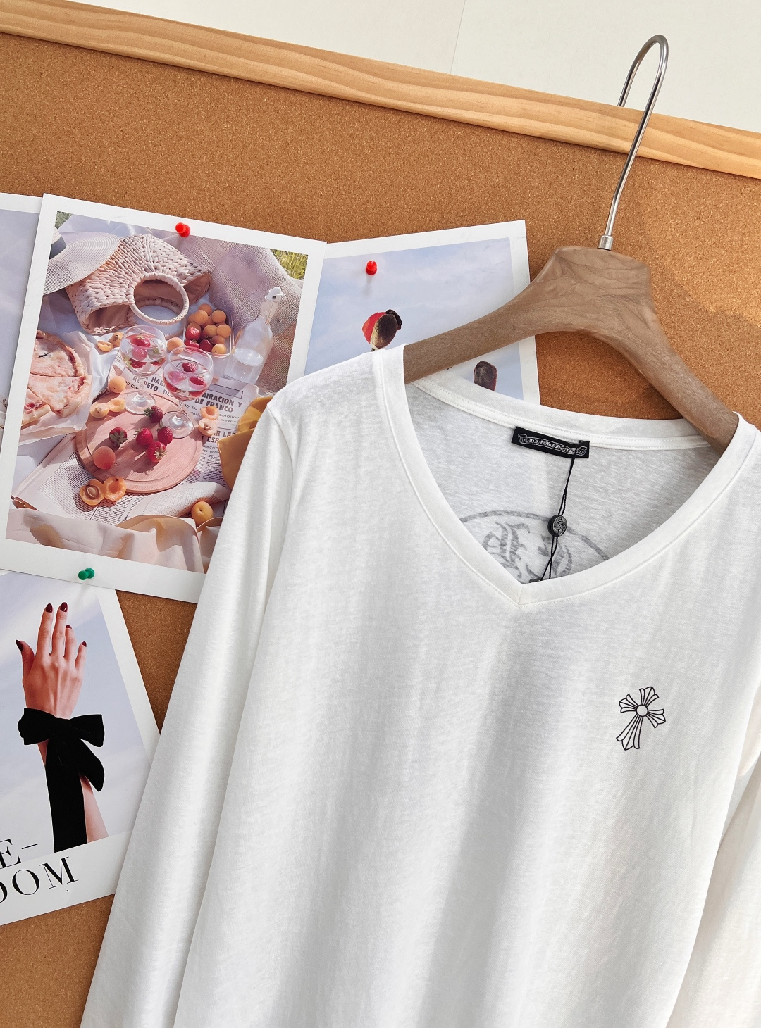 クロムハーツ クロスプリント スリム長袖インナーTシャツ ホワイト H651220 詳細画像 3