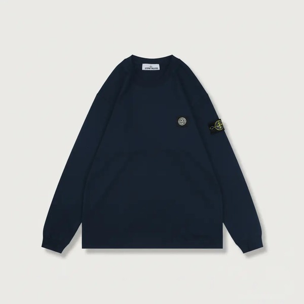 ストーンアイランド スモールスクエア スター刺繍 ロングTシャツ ネイビー