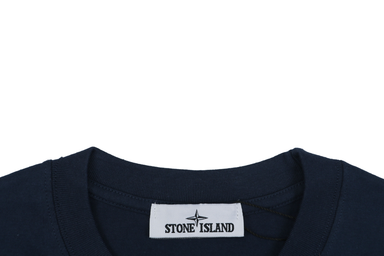 ストーンアイランド スモールスクエア スター刺繍 ロングTシャツ ネイビー 詳細画像 2