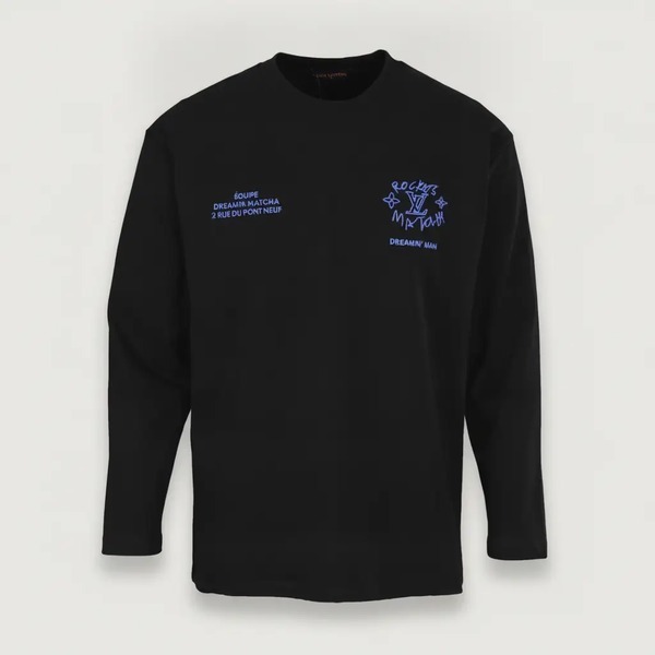 ルイ・ヴィトン Dreamin' Man グラフィティ スローガンプリント 長袖Tシャツ ホワイト ブラック