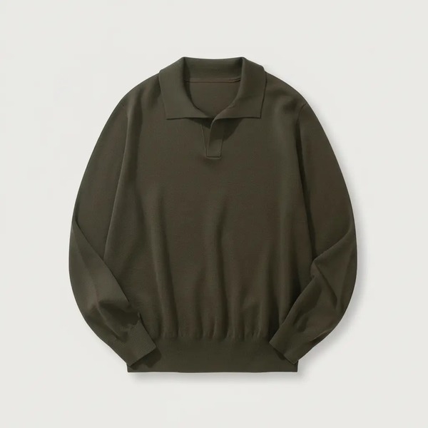 ロロ・ピアーナ Wish ウール ニットポロシャツ パイングリーン