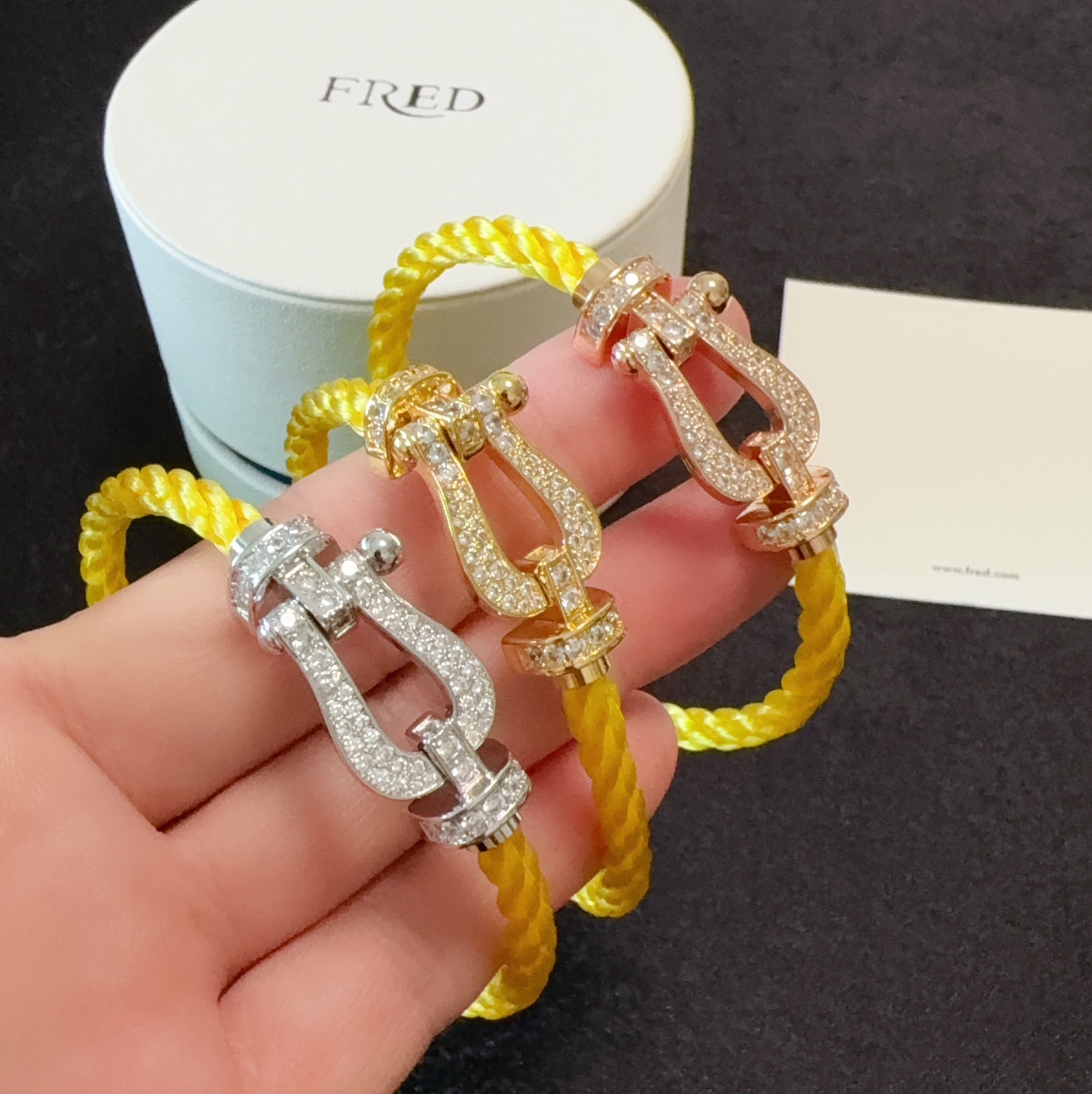 フレッド 馬蹄バックル ナイロンコードブレスレット 蛍光イエロー 詳細画像 2