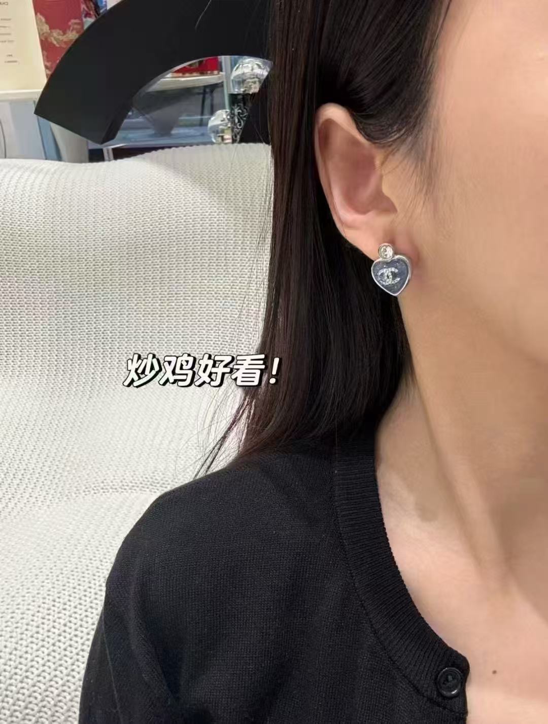 シャネル ハート ネックレス&イヤリング セット ブルー 詳細画像 3
