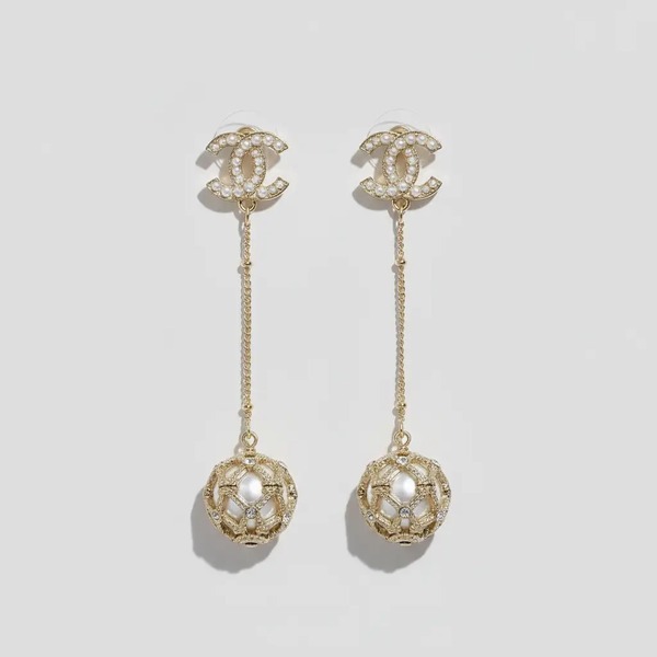 シャネル ロングドロップピアス シルバー