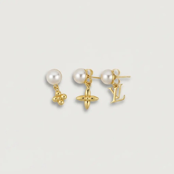 ルイ・ヴィトン 3個セット パールピアス ゴールド