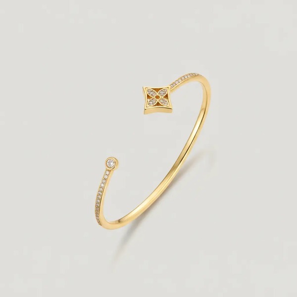 ルイ・ヴィトン LV Twig クローバーモチーフ オープンバングル ゴールド