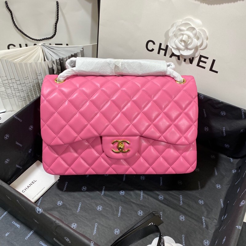 シャネル クラシック フラップ 2.55 チェーンショルダーバッグ 30cm ラムスキン ローズピンク 1113 詳細画像 3