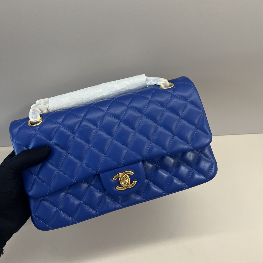 シャネル クラシック フラップ CF 25cm ダイヤモンドキルト ラムスキン チェーン ショルダー クロスボディバッグ ネイビー ゴールド金具 詳細画像 3