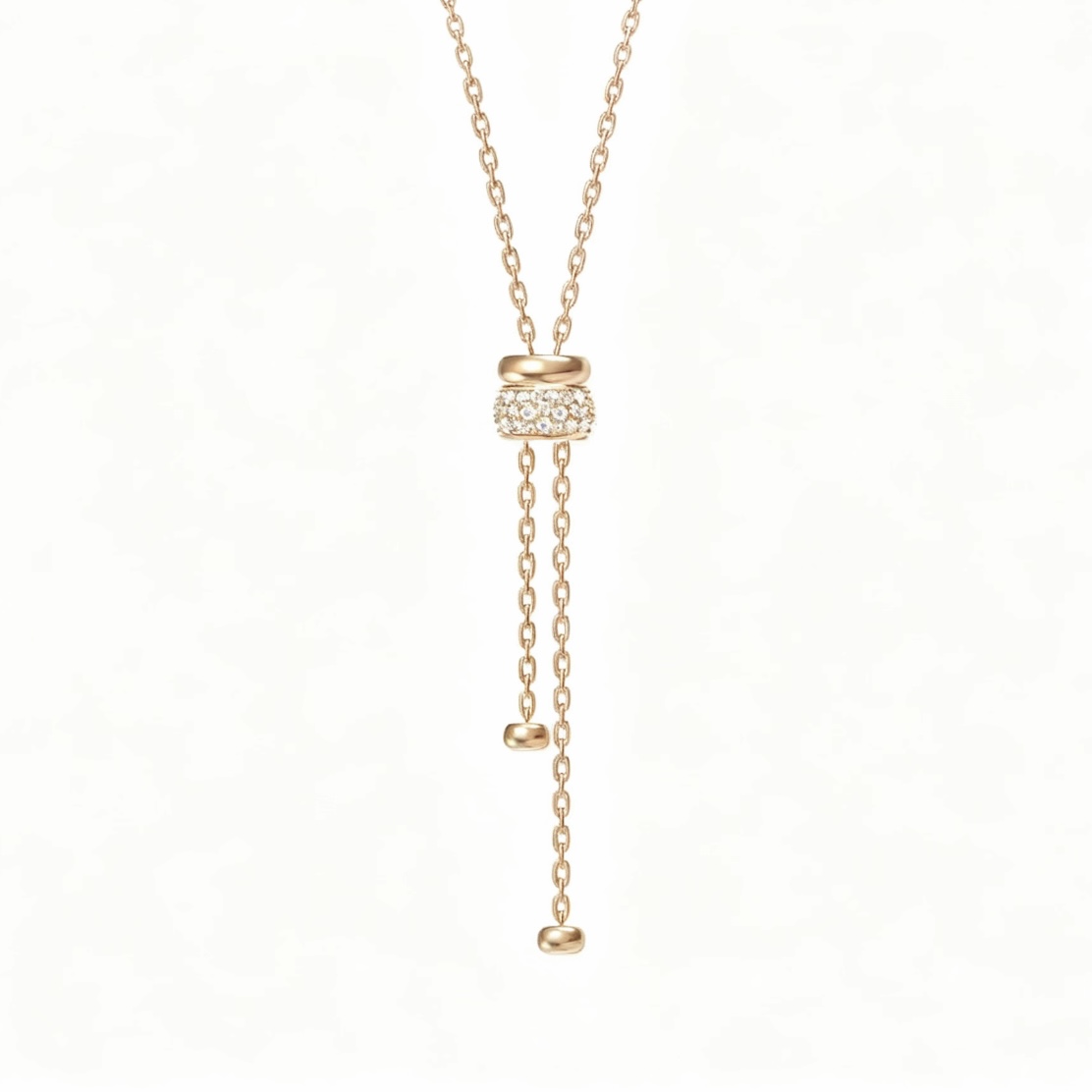ポメラート 香水瓶モチーフ ハーフダイヤ タッセルネックレス ローズゴールド A7768 詳細画像 2