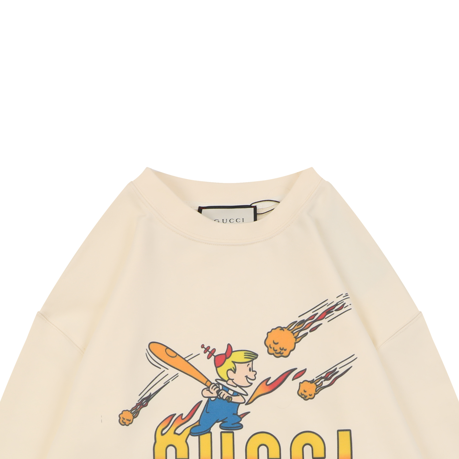 グッチ フレイム ベースボールガール プリント クルーネック スウェット クリーム 詳細画像 3