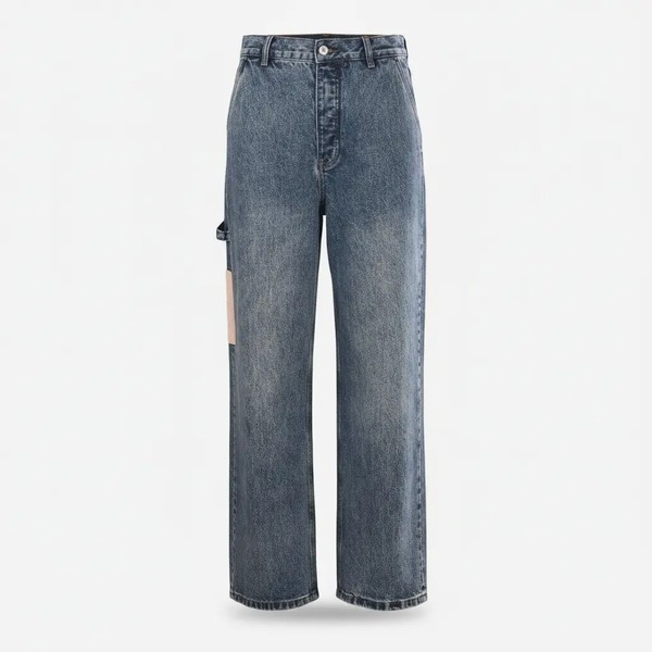 ロエベ レッグパッチ デニムロングパンツ チャコールブラック