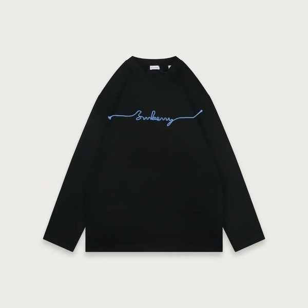 バーバリー シグネチャー ロープ刺繍 長袖Tシャツ ブラック