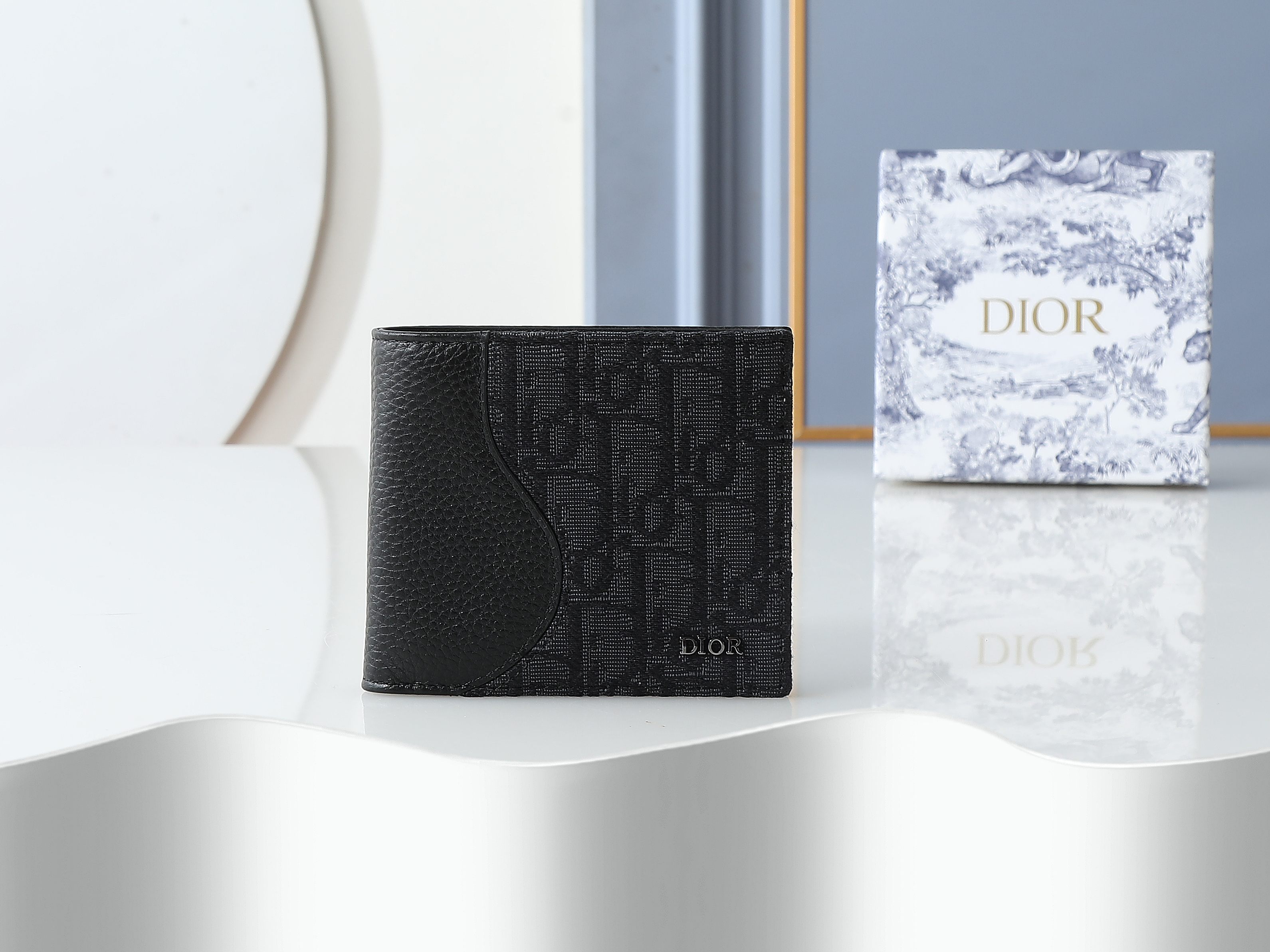 ディオール Oblique キャンバス 二つ折り 短財布 ブラック 詳細画像 1