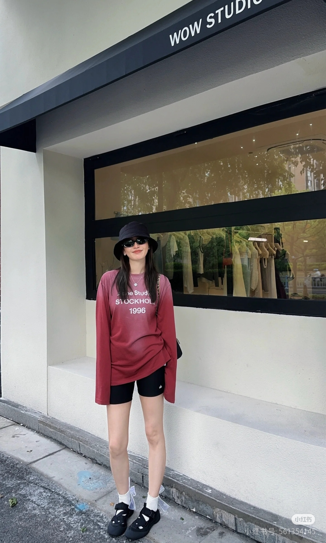アクネ ストゥディオズ ヴィンテージ加工 レタリング ロングスリーブTシャツ ピンク A611220 詳細画像 1