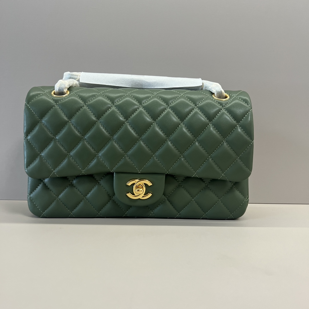 シャネル クラシックフラップ 2.55 チェーンショルダーバッグ 25cm ラムスキン 抹茶グリーン ゴールド金具 詳細画像 1