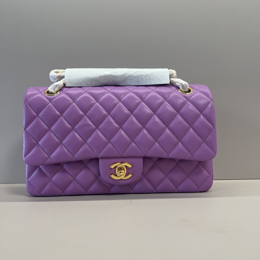 シャネル クラシックフラップ 2.55 ダイヤモンドキルティング CF 25cm ラムスキン チェーン ショルダークロスボディバッグ ラベンダー ゴールド金具 詳細画像 1