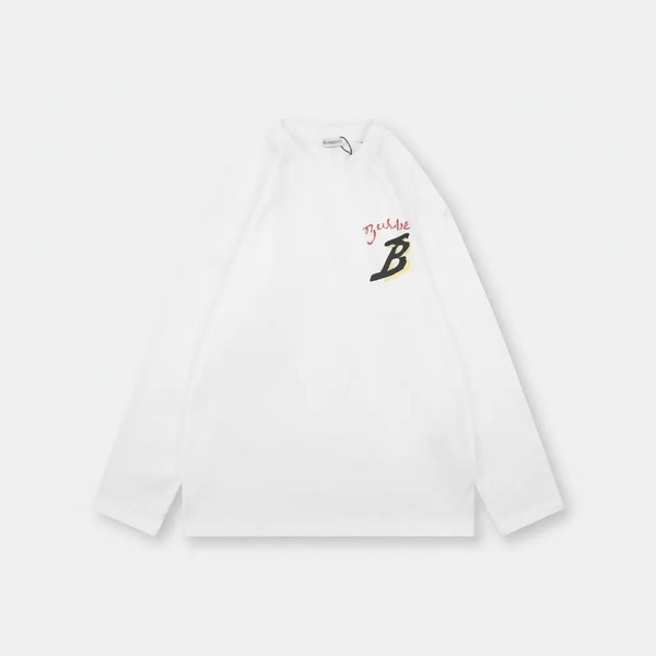 バーバリー Bロゴ ヨットプリント 長袖Tシャツ ホワイト