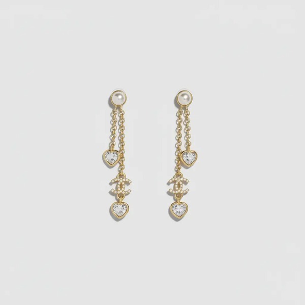 シャネル ハートドロップタッセルピアス ゴールド