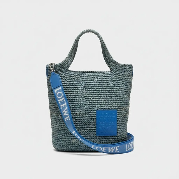 ロエベ Slit Tote ラフィアバッグ ブルー