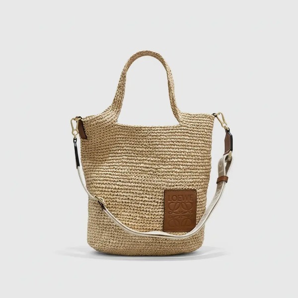 ロエベ Slit Tote ラフィア かごバッグ ナチュラル
