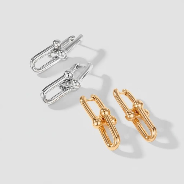 リンクチェーン フープピアス ゴールド&シルバー